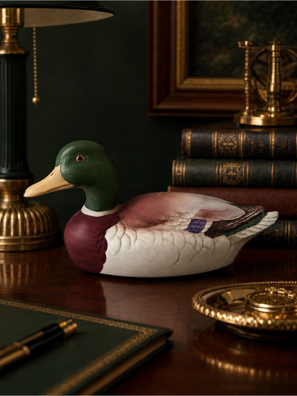 Vintage Mallard Duck Figurine Ralph Lauren Lodge English Country Library Decor